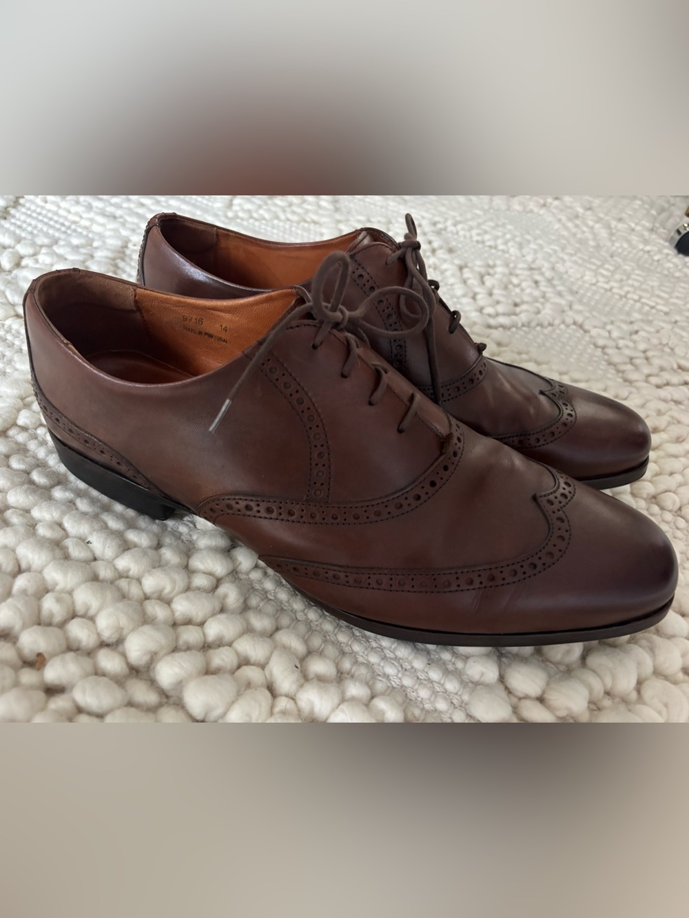 Wolf & Shepherd Senna Wingtip Brogue Leather Oxford Dress Shoe Brown Men 14
